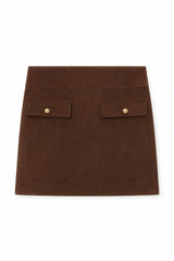 Sara Coco Corduroy Straight Mini Skirt