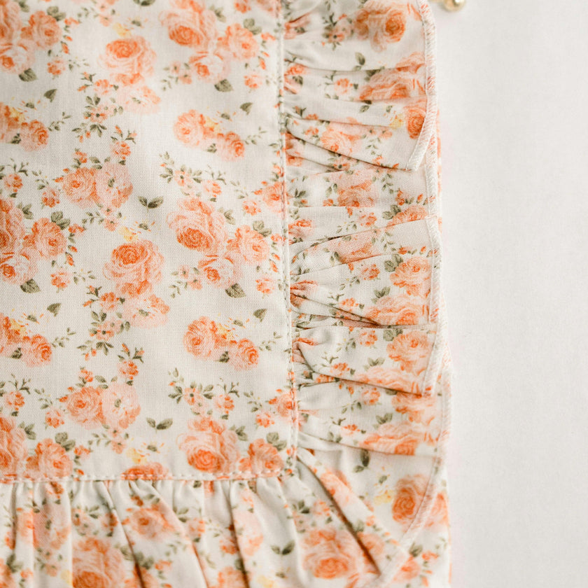 Coral Petal Blooms Timeless Floral Ruffle Zipper Pouch