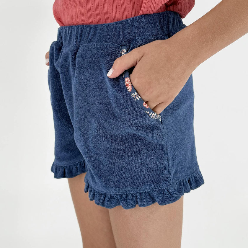 girls newport navy french terry short