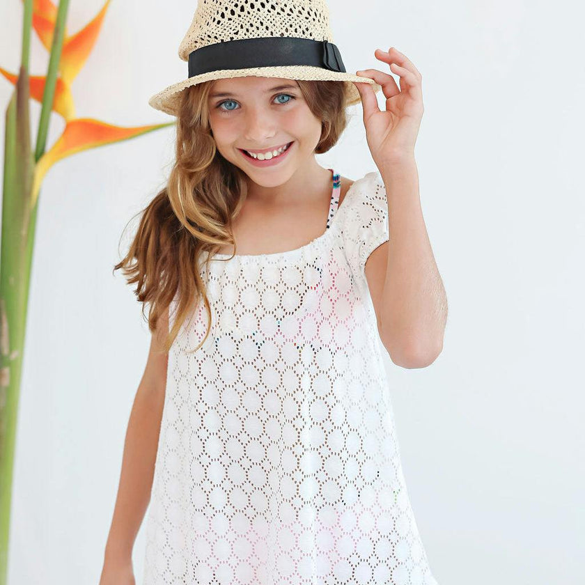 Girl's Eyelet Dress - White