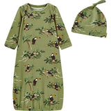Cotton Stretch Newborn Gown & Hat Set
