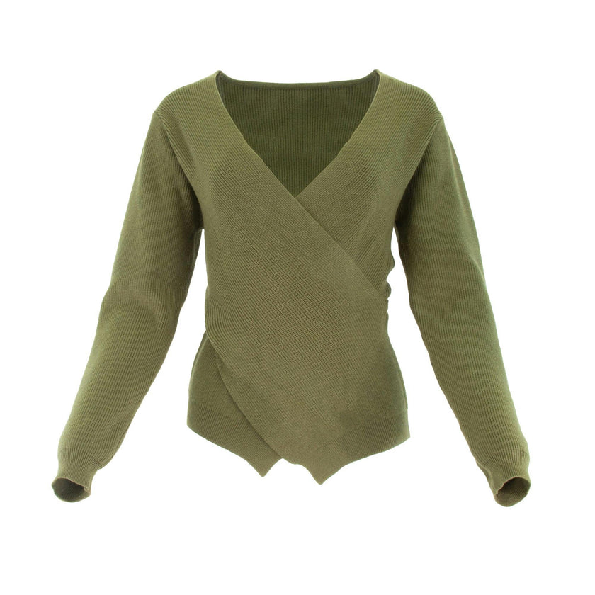 FAUX WRAP SWEATER