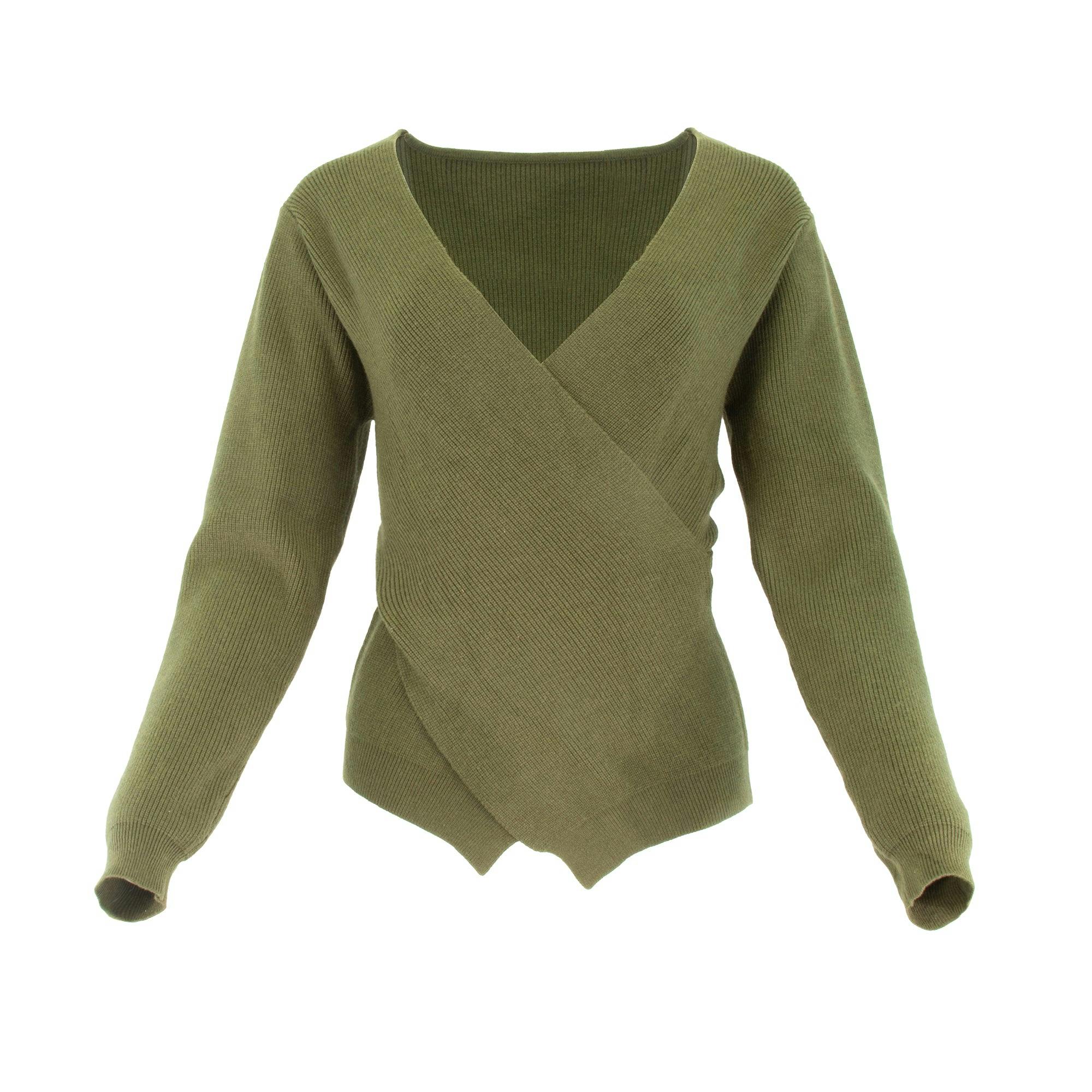 FAUX WRAP SWEATER