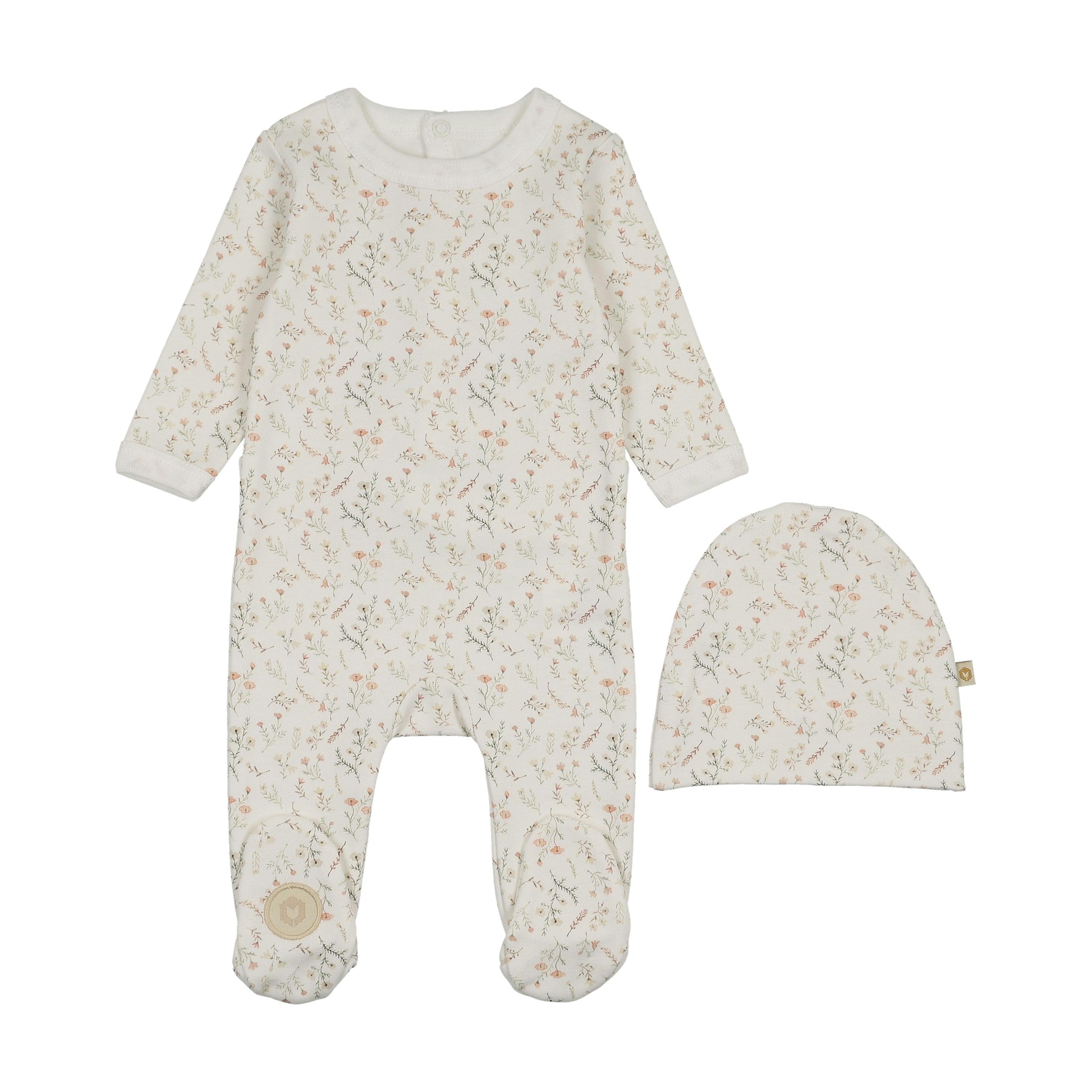 Botanical Girls Footie & Hat Set