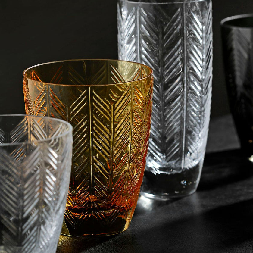 Wine Glasses ZIG ZAG Set of 6  Amber 9.8 oz, diam. 3.25", H 3.75"