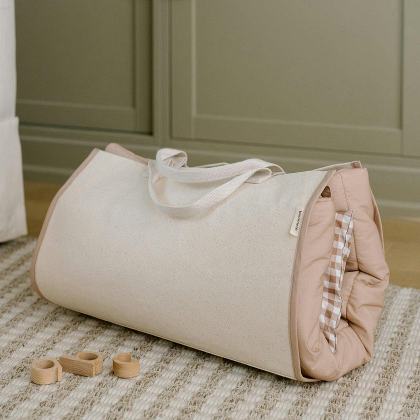 Organic Portable Bedding Set- Brown Gingham