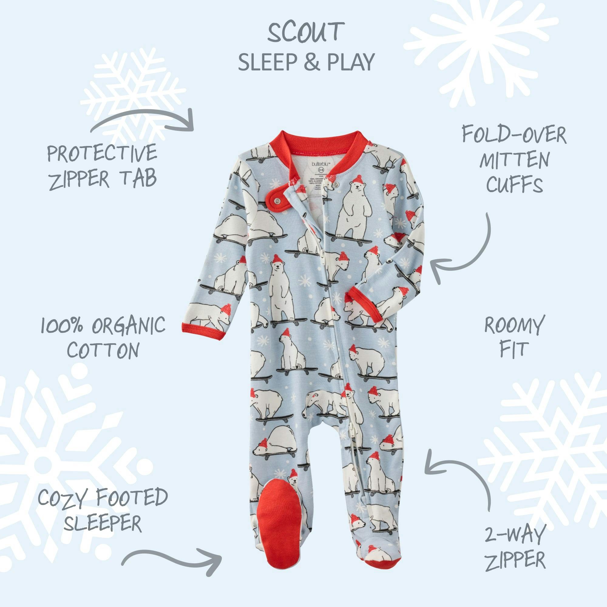 SCOUT Sleep & Play Baby Boys Pajamas