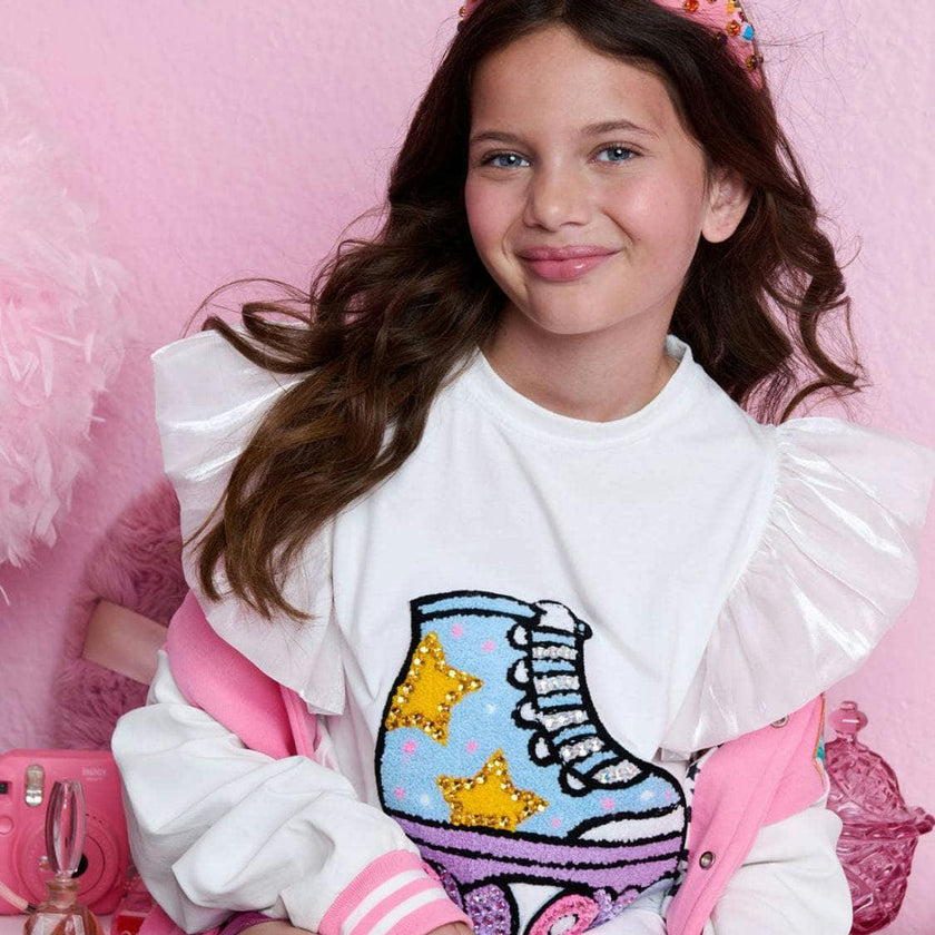 Roller Sequins Ruffle Sleeve T-Shirt
