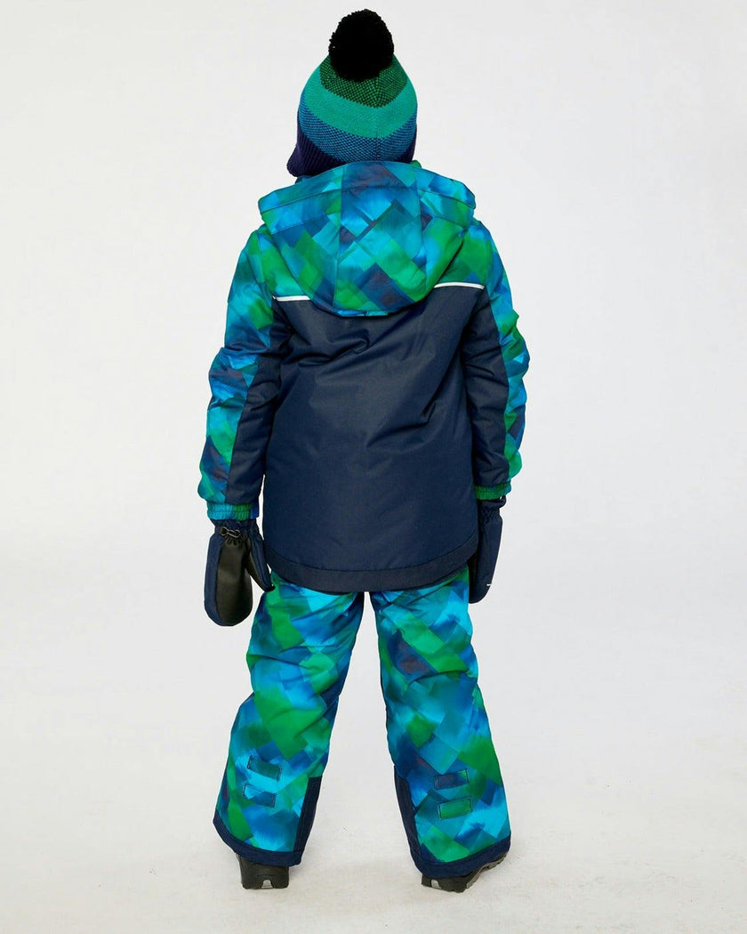 Two Piece Play Snowsuit Blue and Green Checkered Print