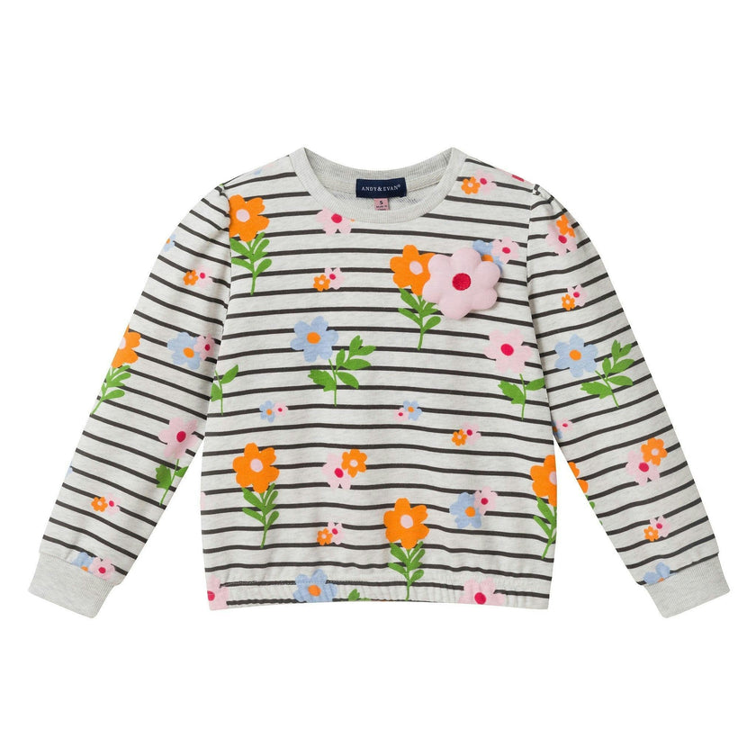 Girls Sweatshirt & Tulle Dress Set | Floral Stripe
