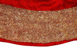 Red Velvet Christmas Tree Skirt Hand Beaded Gold Border - 60" / 72" Arcadia Home