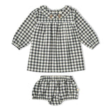 Organic Peter Pan Collar Dress - Charcoal Plaid