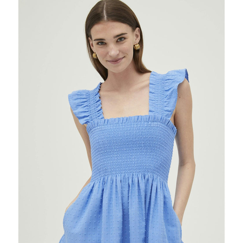 The Ellie Nap Dress - Hydrangea Blue Textured Clip Dot