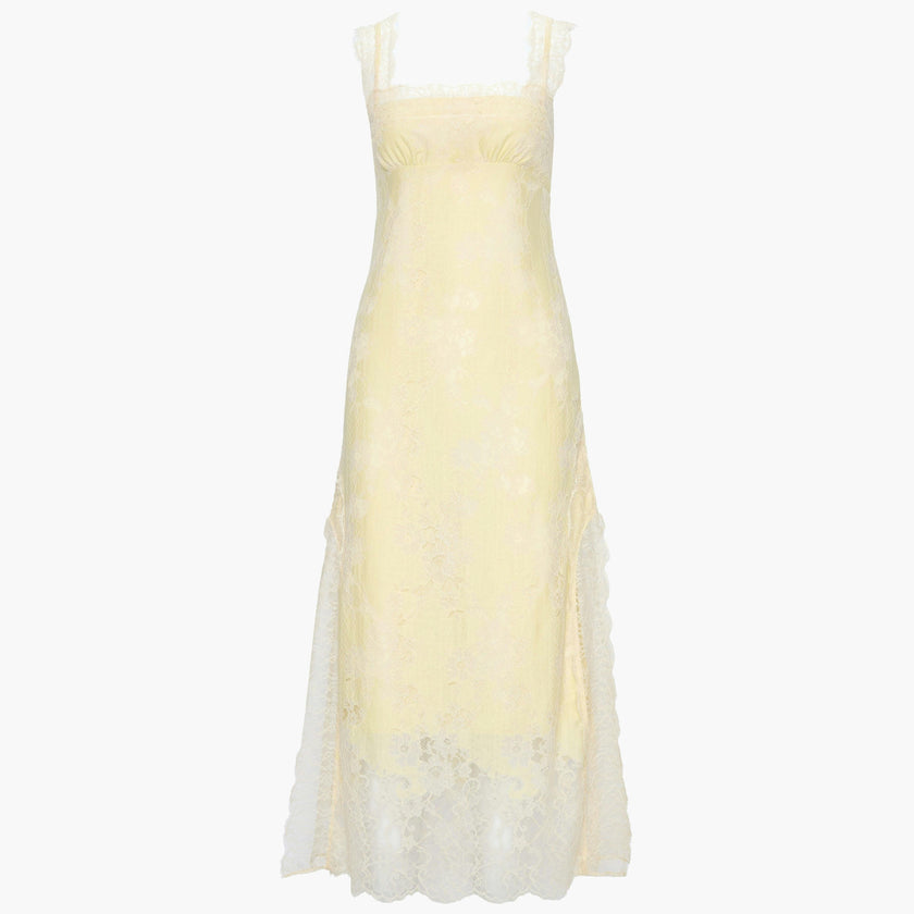 The Alba Dress - Yellow Trailing Lace