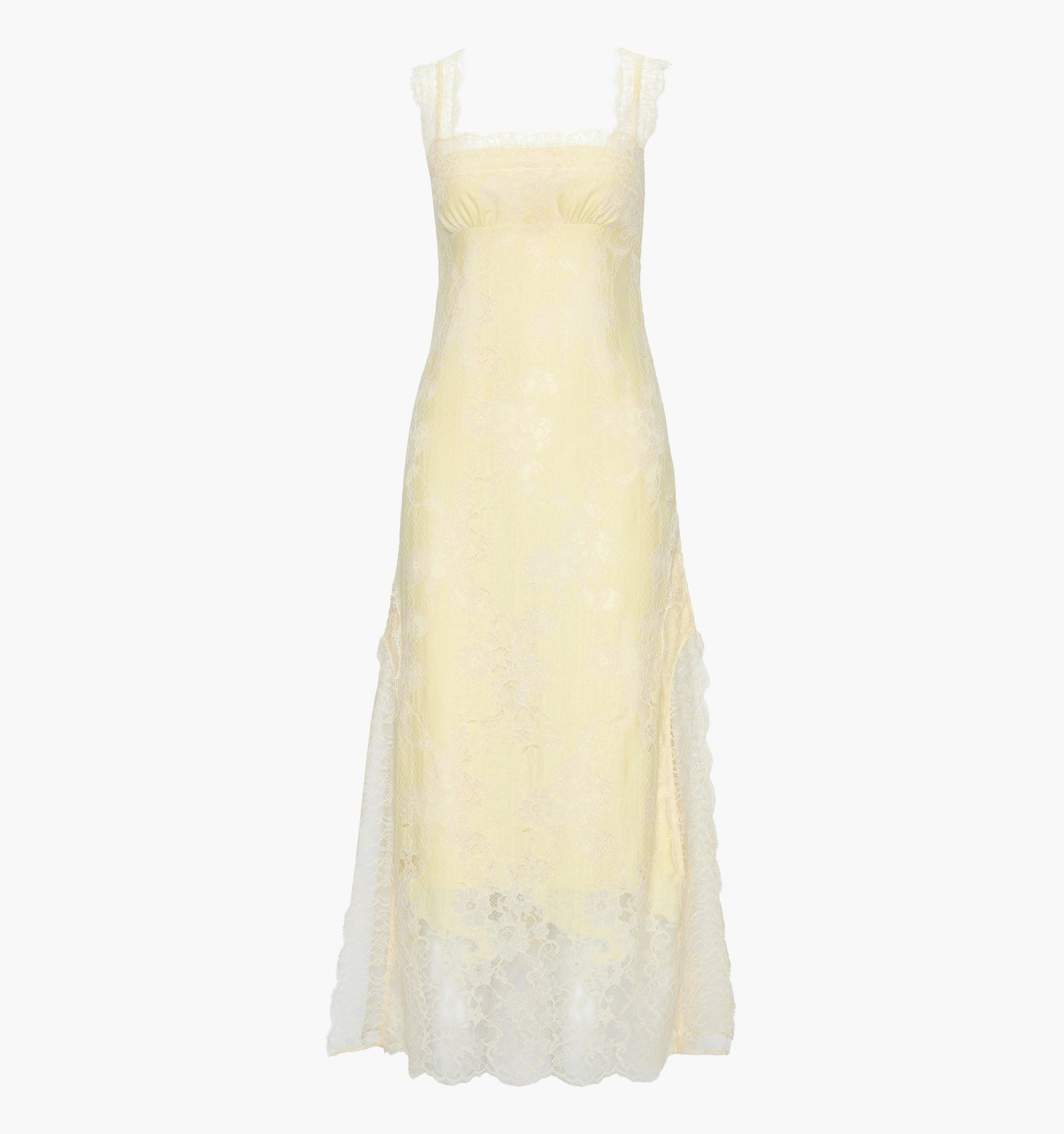 The Alba Dress - Yellow Trailing Lace