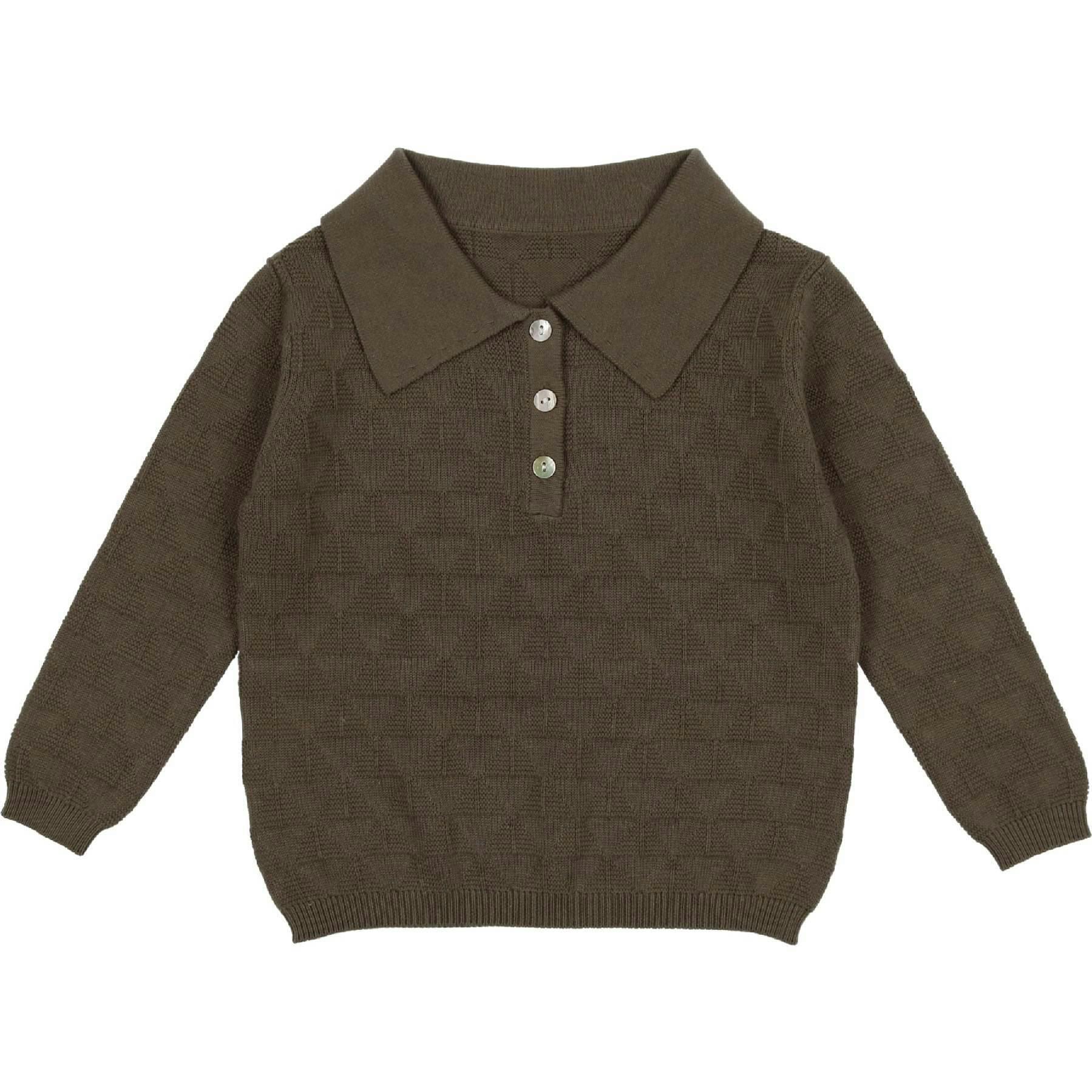 Textured Triangle Classic Collared Relaxed Fit Sweater