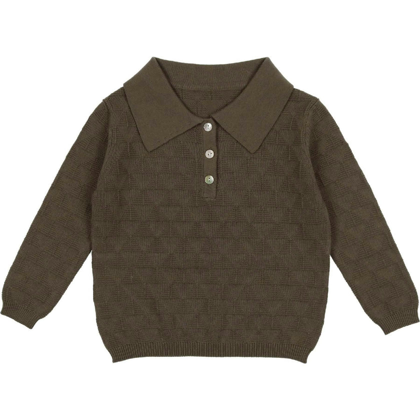 Textured Triangle Classic Collared Relaxed Fit Sweater