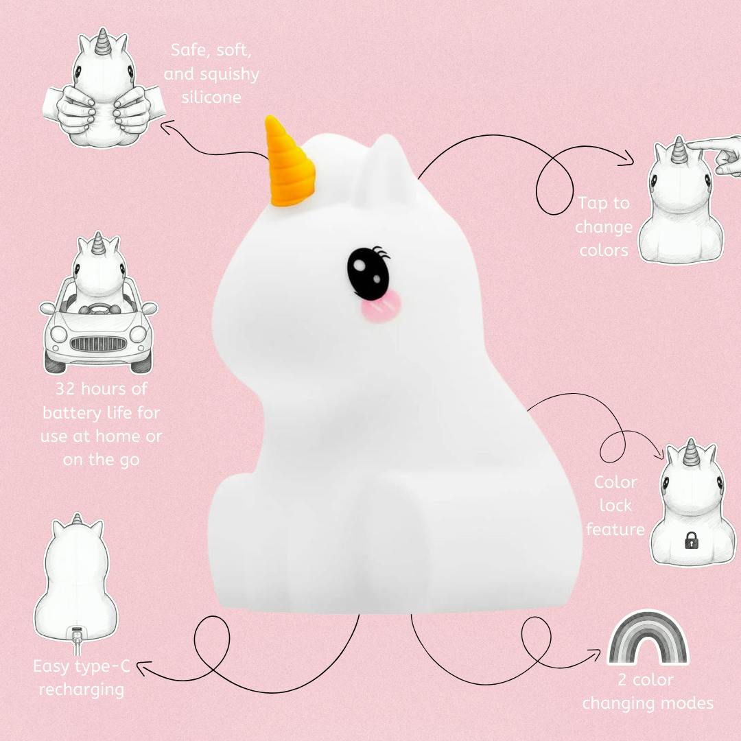 LumiPets® Junior Unicorn - Children's Nursery Touch Night Light