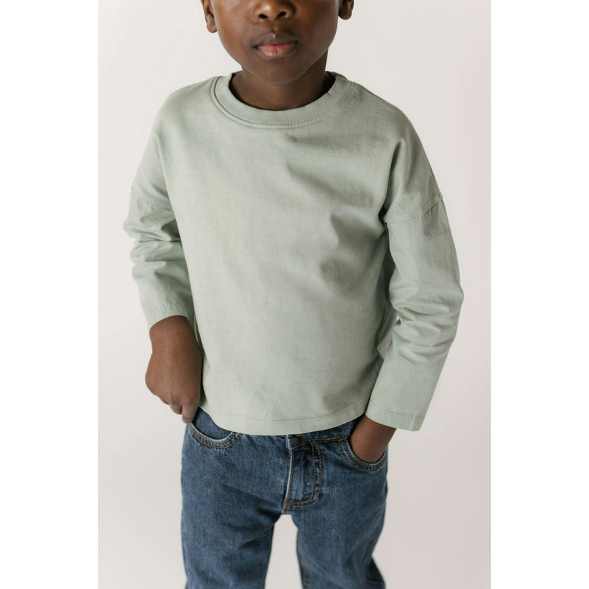 Garment Dye Dropped Shoulder Long Sleeve - Sea