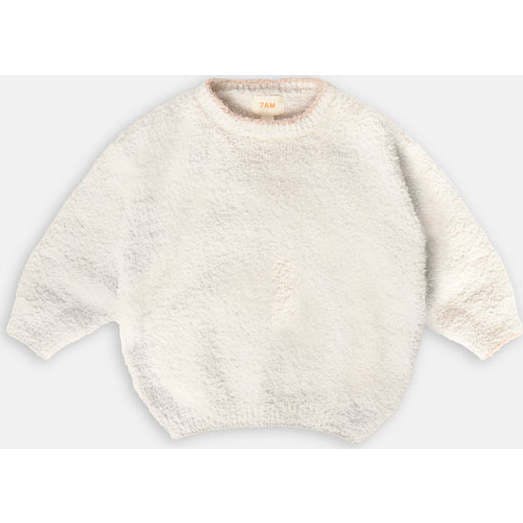 Baby Fuzzy Boxy Contrast Trim Sweater