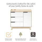 Hudson 3-Drawer Compact Changer Dresser with Removable Changing Tray (40") in Washed Natural / White