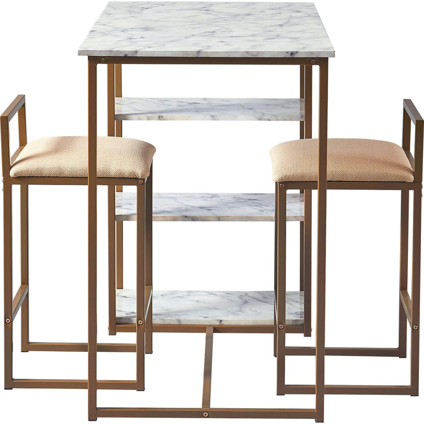Marmo Breakfast Table Dining Set with Faux Marble Top