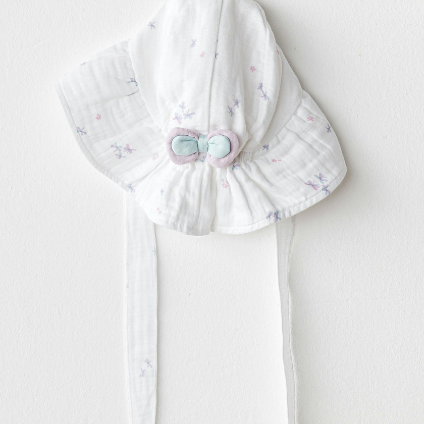 White Butterfly Muslin Bow Hat