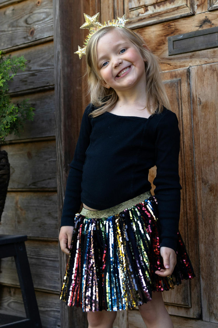 Sequins Skirt with Elastic Waistband