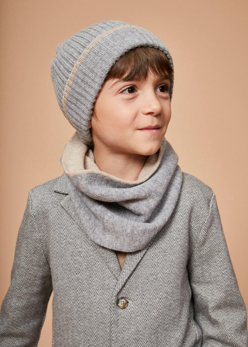 The Cashmere Beige Grey Reversible Snood