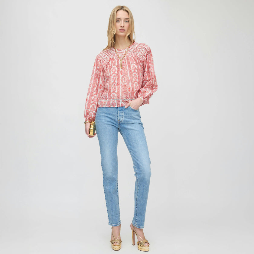 The Skye Top - Coral Corsica Paisley