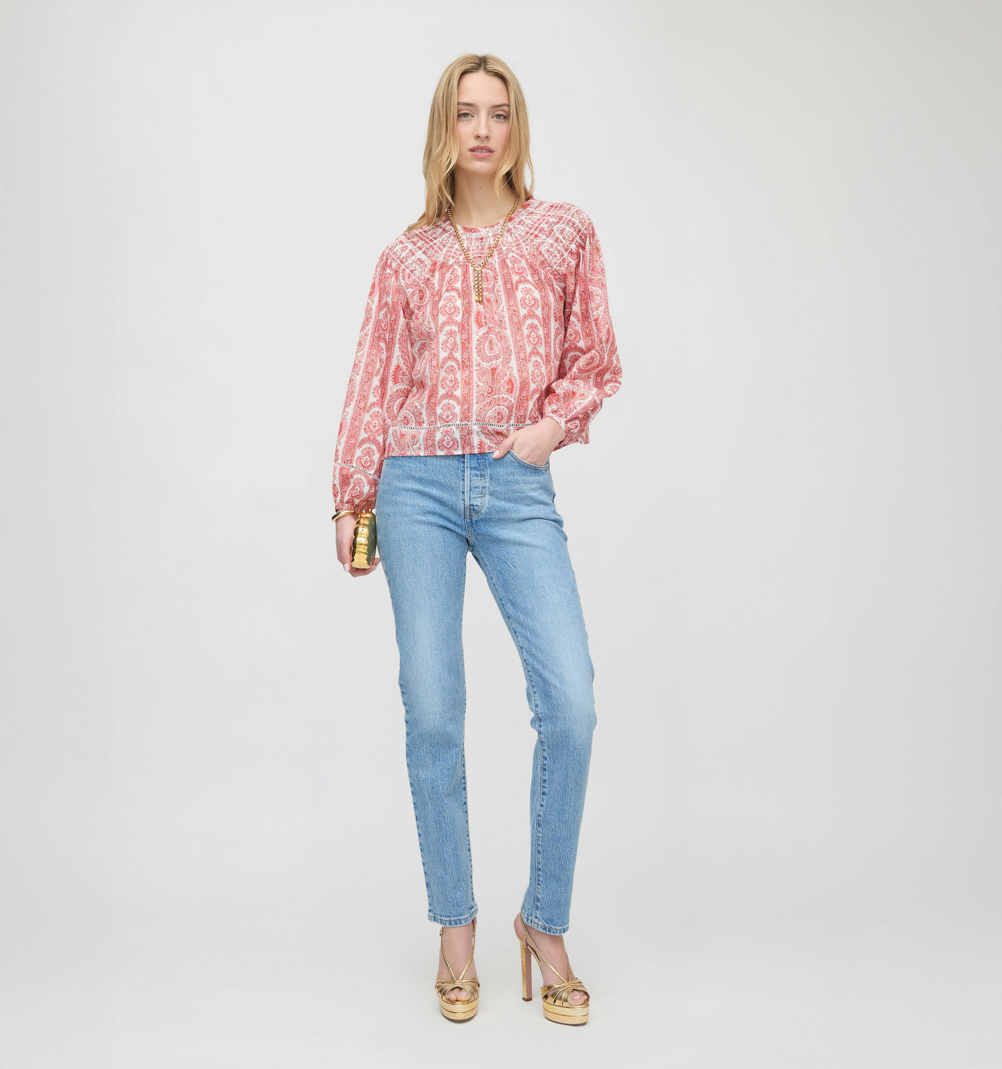The Skye Top - Coral Corsica Paisley