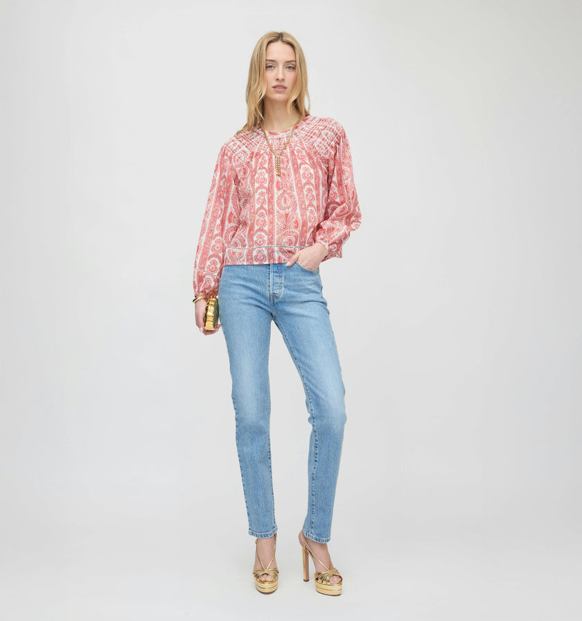 The Skye Top - Coral Corsica Paisley