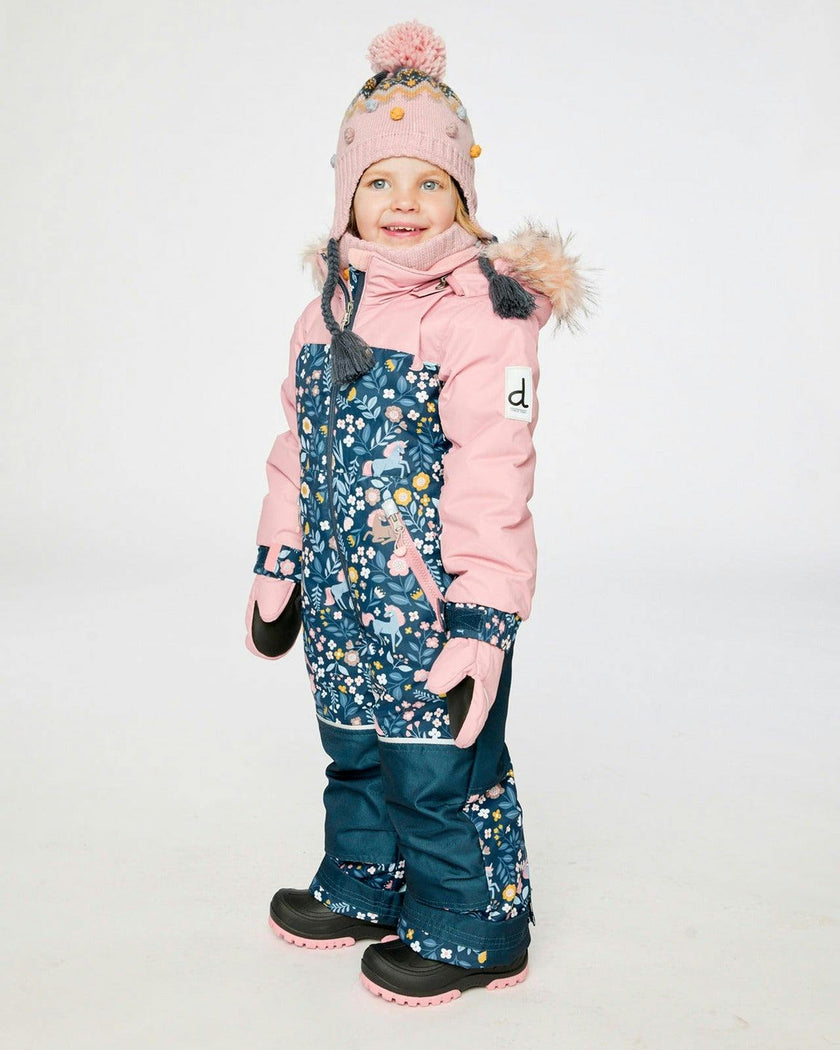 Kids One Piece Discover Snowsuit Blue and Pink Unicorn Print