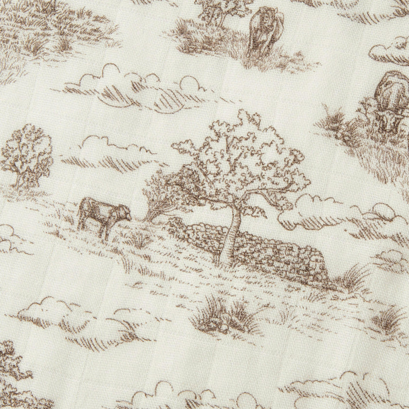 Country Toile Bamboo Two-Piece Burp Cloth Set