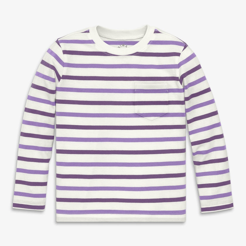 Kids long sleeve pocket tee in multi-stripe