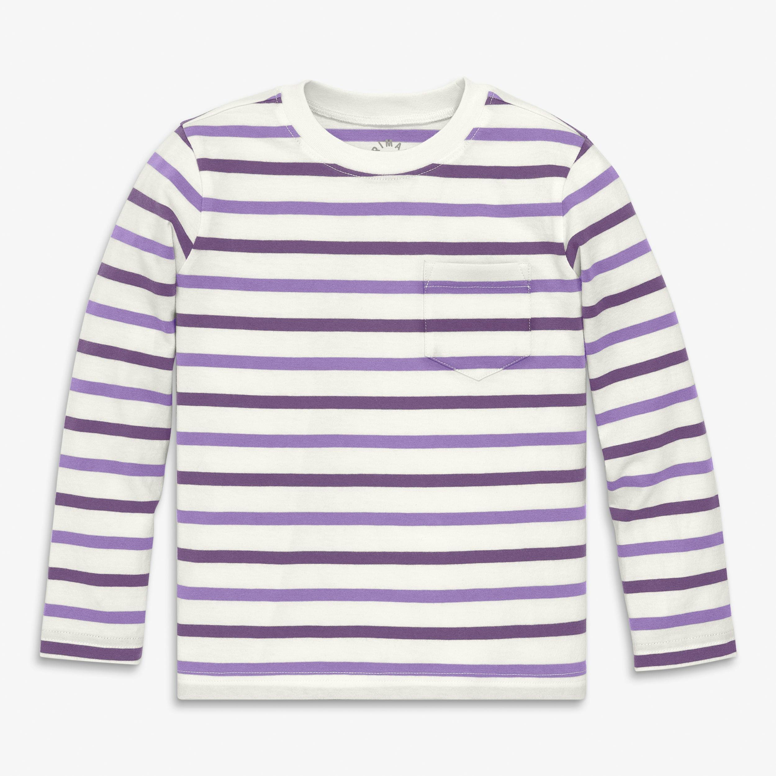 Kids long sleeve pocket tee in multi-stripe