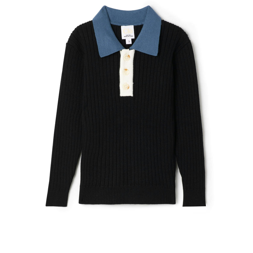 Multi Polo Rib Sweater Black
