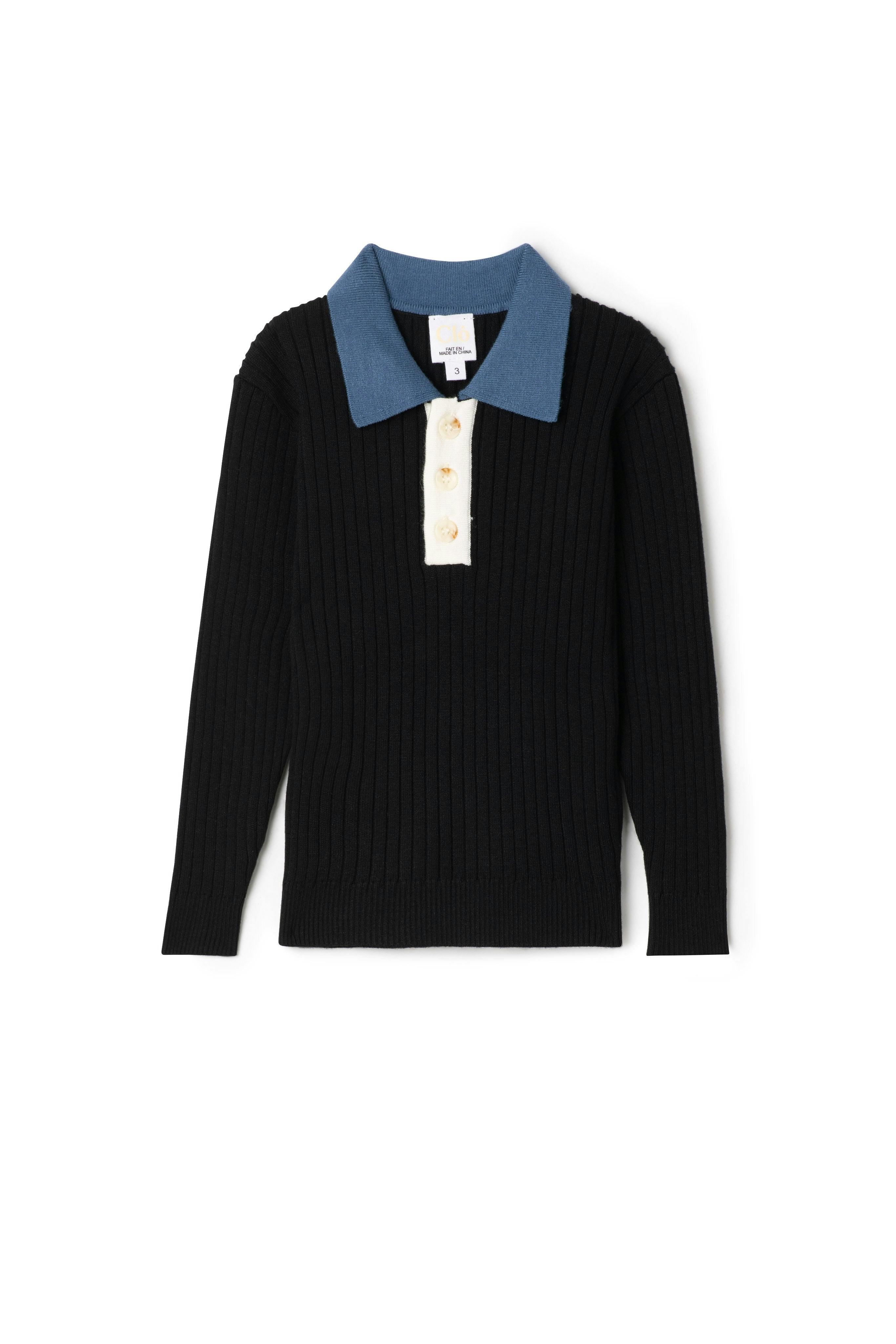 Multi Polo Rib Sweater Black