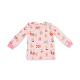 Vintage Reindeer & Santa Pink - Long Sleeve Loungewear Set