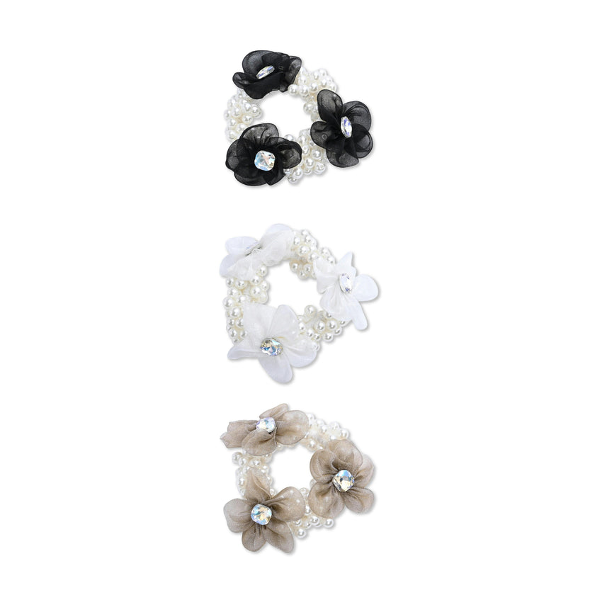 Pearl Flower Scrunchie Set