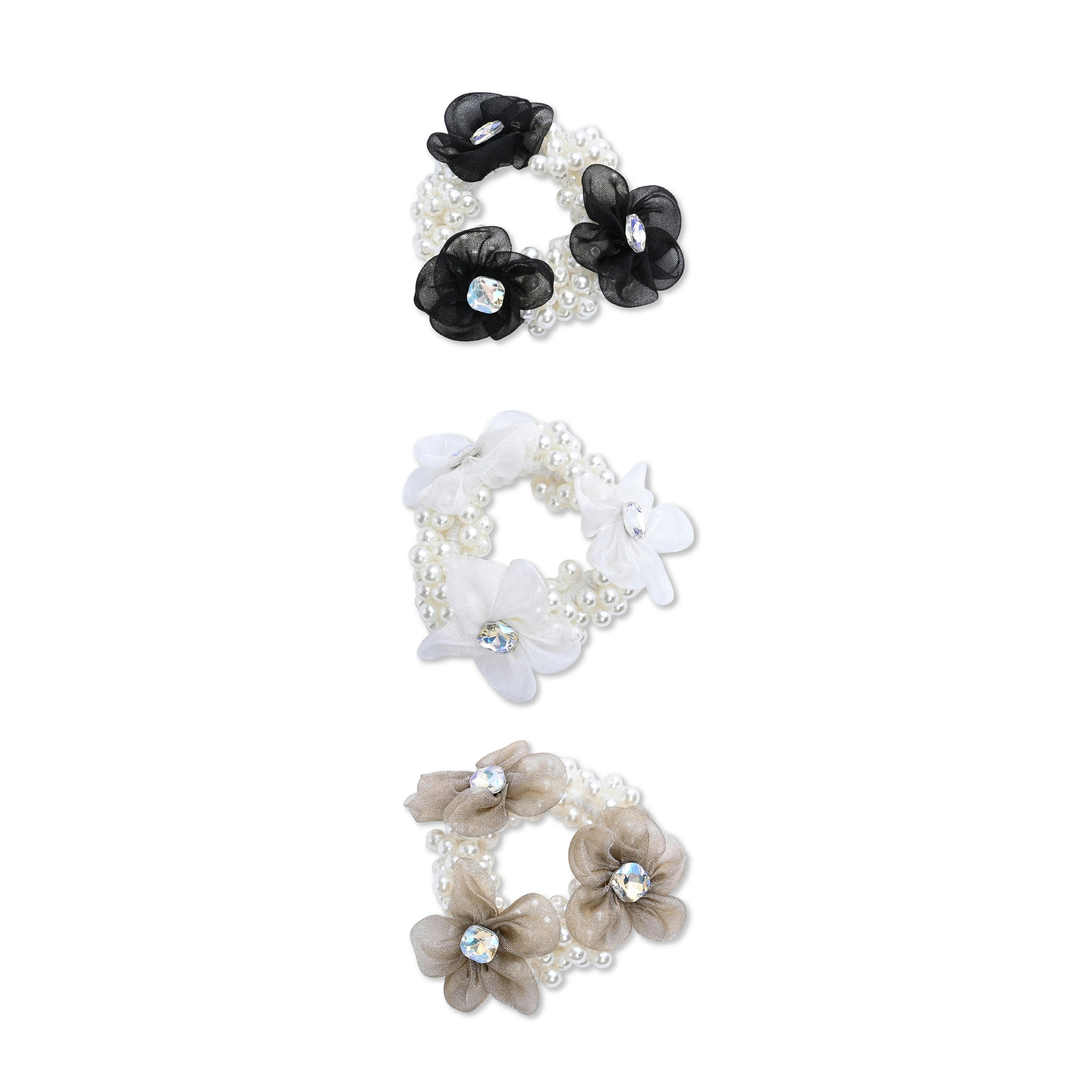 Pearl Flower Scrunchie Set