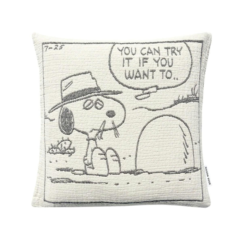 Cushion Cover PEANUTS ROCK Cotton Black / White 20 x 20in