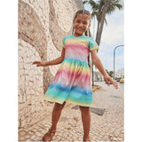 Short Sleeve Wrap Neck Dress, Multi