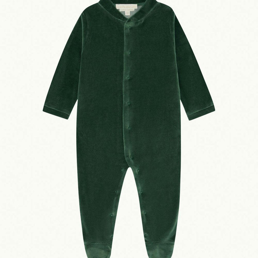 Velour Angel Wing™ Sleepsuit - Gold & Emerald Green
