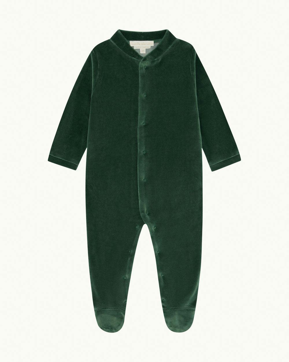 Velour Angel Wing™ Sleepsuit - Gold & Emerald Green