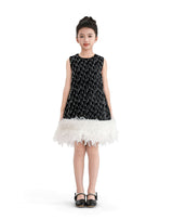 Black & White Feathered Glam Dress