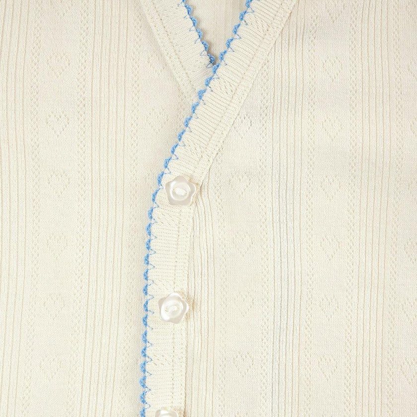 Ivory Hattie Pointelle Picot Cardigan