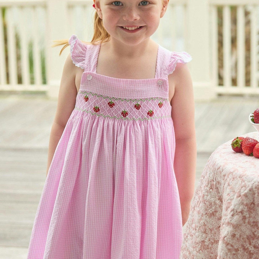 Smocked Lizzy D Dress - Strawberries