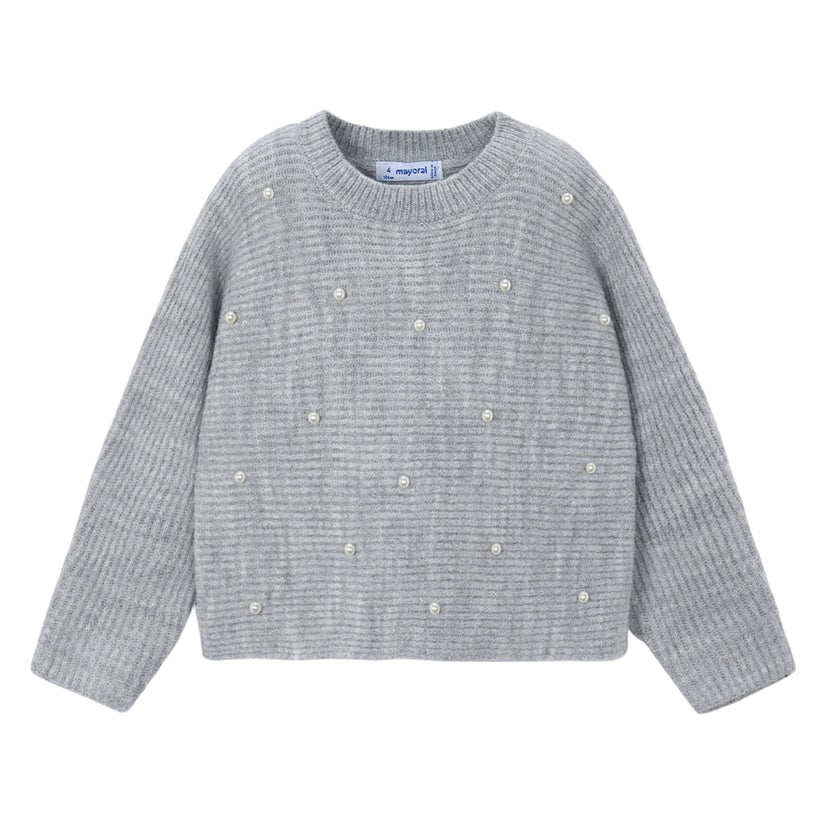 Gray Pearl Knit Sweater