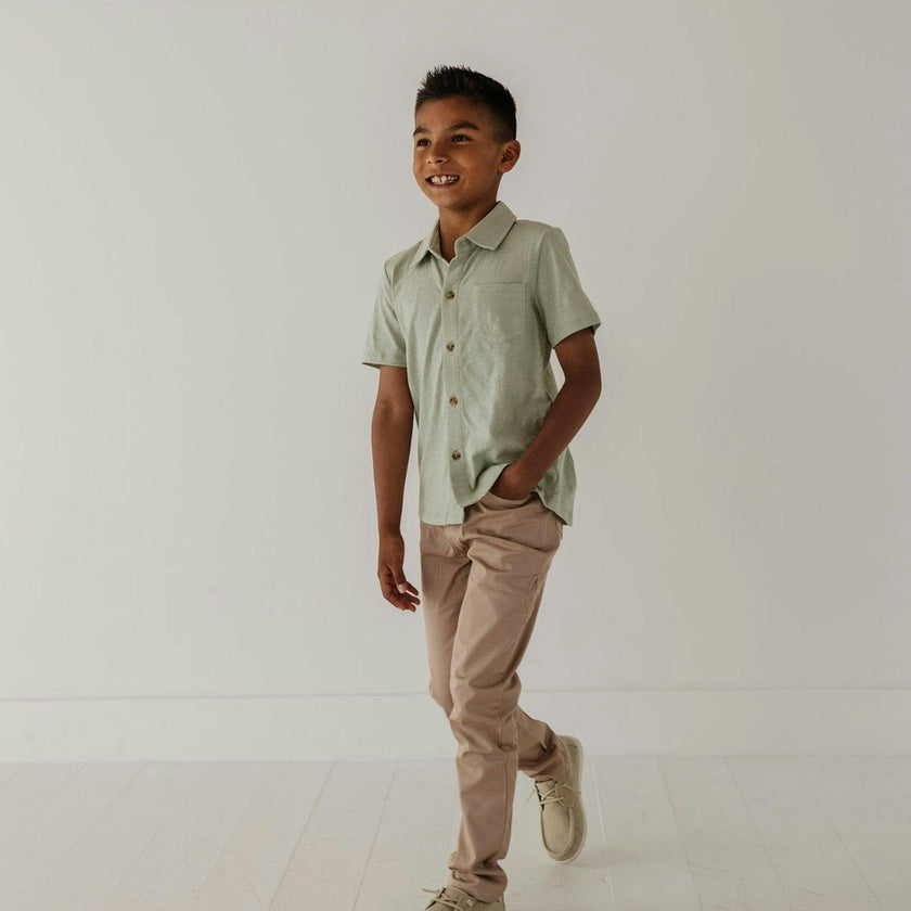 Boy's Collar Button Shirt Desert Sage